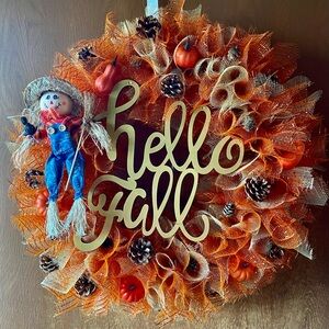 Festive Fall Wreath with Gold Accents